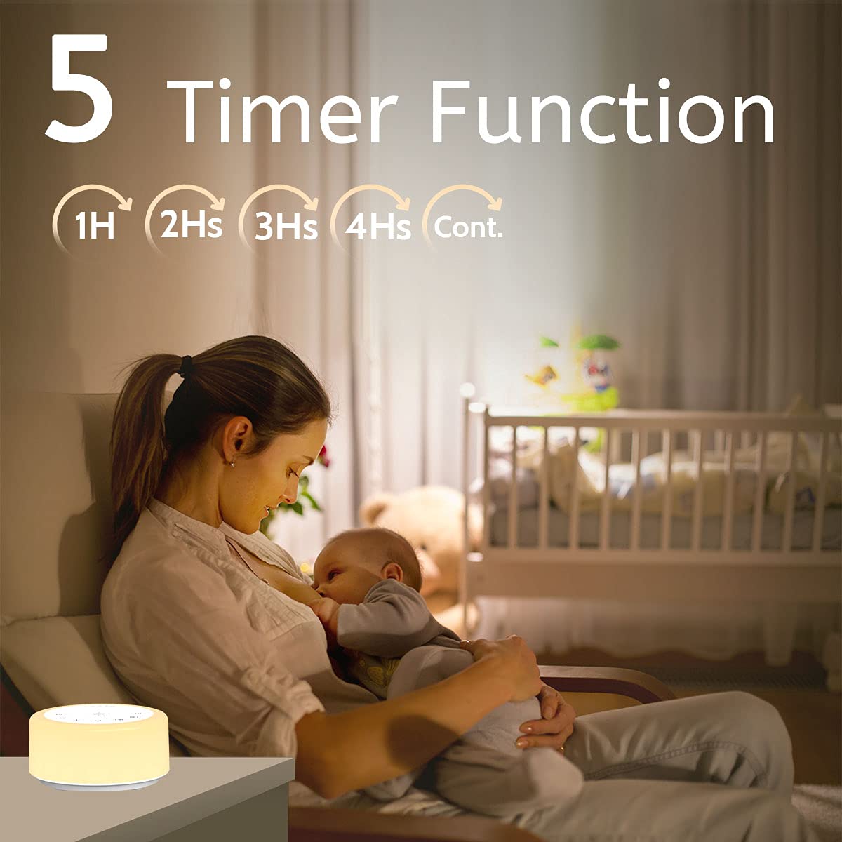ColourNoise Sound Machine White Noise Machine 12 Colors Night Lights Brown Noise Machine with 30 Soothing Sounds Sleep Sound Machine with 5 Timers Portable for Home Travel and Office(White)