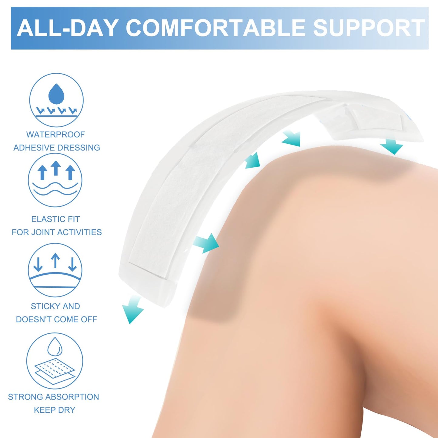 30 Pack 4"x14" Waterproof Adhesive Island Dressing for Post-Surgery Recovery | Sterile Bordered Gauze Bandages with Non-Stick Pad for Knee/Hip Replacement, Surgical Incision Care & Shower Protection