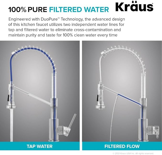 Kraus KFF-1610SFACB Bolden 2-in-1 Commercial Style Pull-Down Single Handle Filter Kitchen Faucet for Reverse Osmosis or Water Filtration System, Spot Free Antique Champagne Bronze