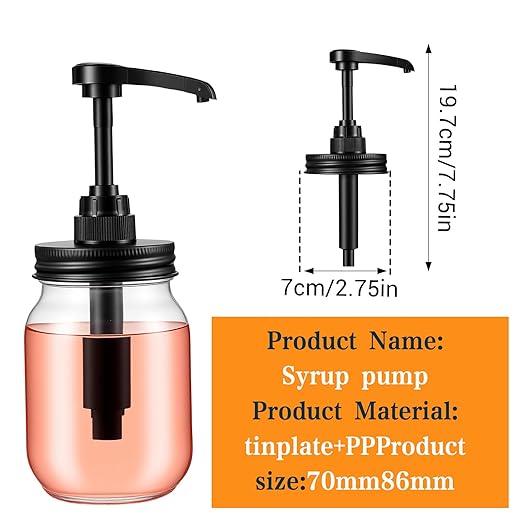 10PCS mason jar pump dispenser lid coffee syrup pumps for plastic mason jars syrup dispenser for coffee bar glass Seal Leak-Proof maple syrups dispensers for Honey, Ketchup,Liquid Condiment