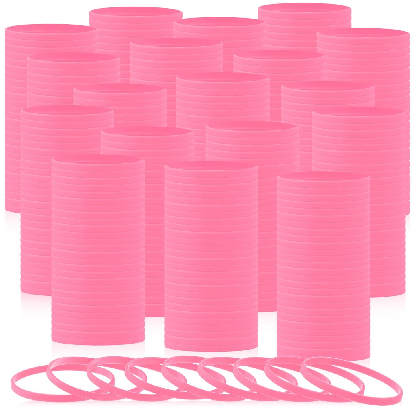 Liliful 400 Pcs Silicone Wristbands Solid Color Silicone Bracelets Blank Rubber Sports Rubber Wristbands Bracelets Stretch Bands
