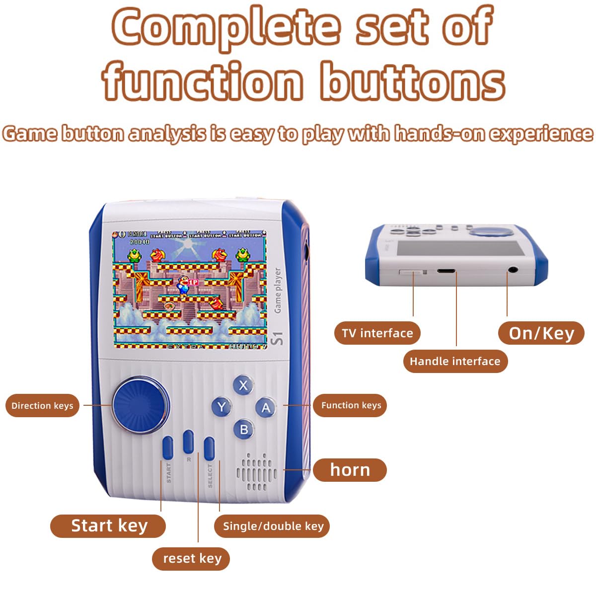 Portable Retro Mini Video Game Console with 666 Classical FC Games, 3.0" Color Screen, Birthday Gift for Boys, Girls and Adults (S1-White)