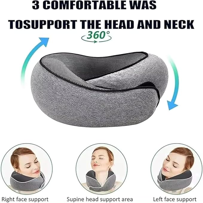 Wander Plus Travel Pillow, Travel Neck Pillow Memory Foam Travel Pillow 2024 New Travel Pillow Suitable for Travel, Airplanes, Cars and Offices (Navy Blue)