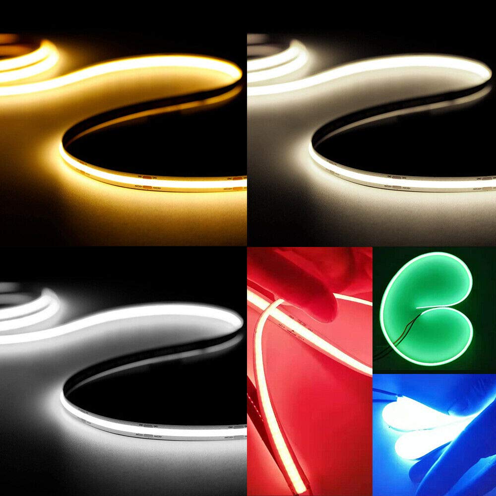 KD-tec LED Strip Light 384Led/m 16.4ft COB Flexible DC12V/24V Bendable Tape Green, Model LED-COB-384, Vinyl Material
