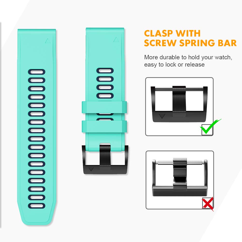 NotoCity Compatible with Fenix 6 Pro Watch Band for Fenix 8 47mm/Fenix 6/Fenix 5/Fenix 5 Plus/Fenix 7/Forerunner 935/Forerunner 945/Approach S60/Quatix 5(Teal)