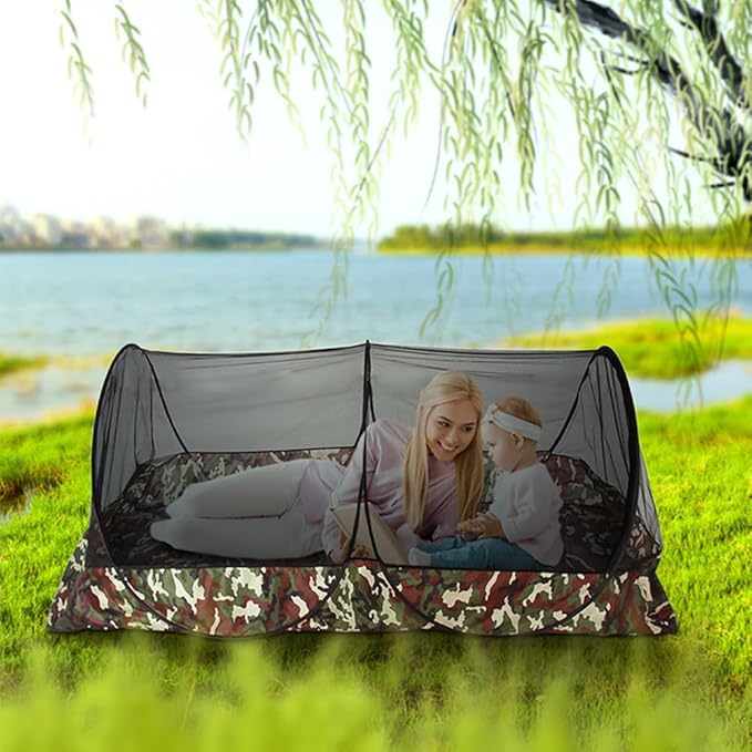 Mosquito Tent,Folding Netting Bed Tent,Portable Mosquito Netting with Bottom,Camping Tent Fine Mesh Mosquito Net for Adults Kids Travel Camping Backyards Canopy Outdoor (Black Net, 2 Person)
