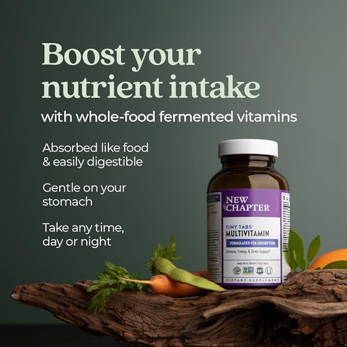 New Chapter Tiny Tabs Multivitamin with 20+ Nutrients for Immune, Cellular Energy & Stress Support, Including Vitamin D3 + B Vitamins, 192 Count