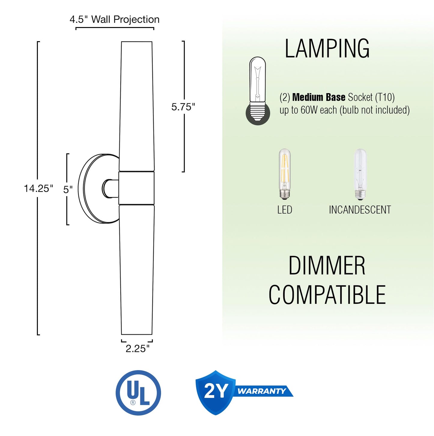Kira Home Duo 14in Modern Wall Sconce, Frosted Glass Shades, Brushed Nickel Finish, Model RV-W131-14-BN