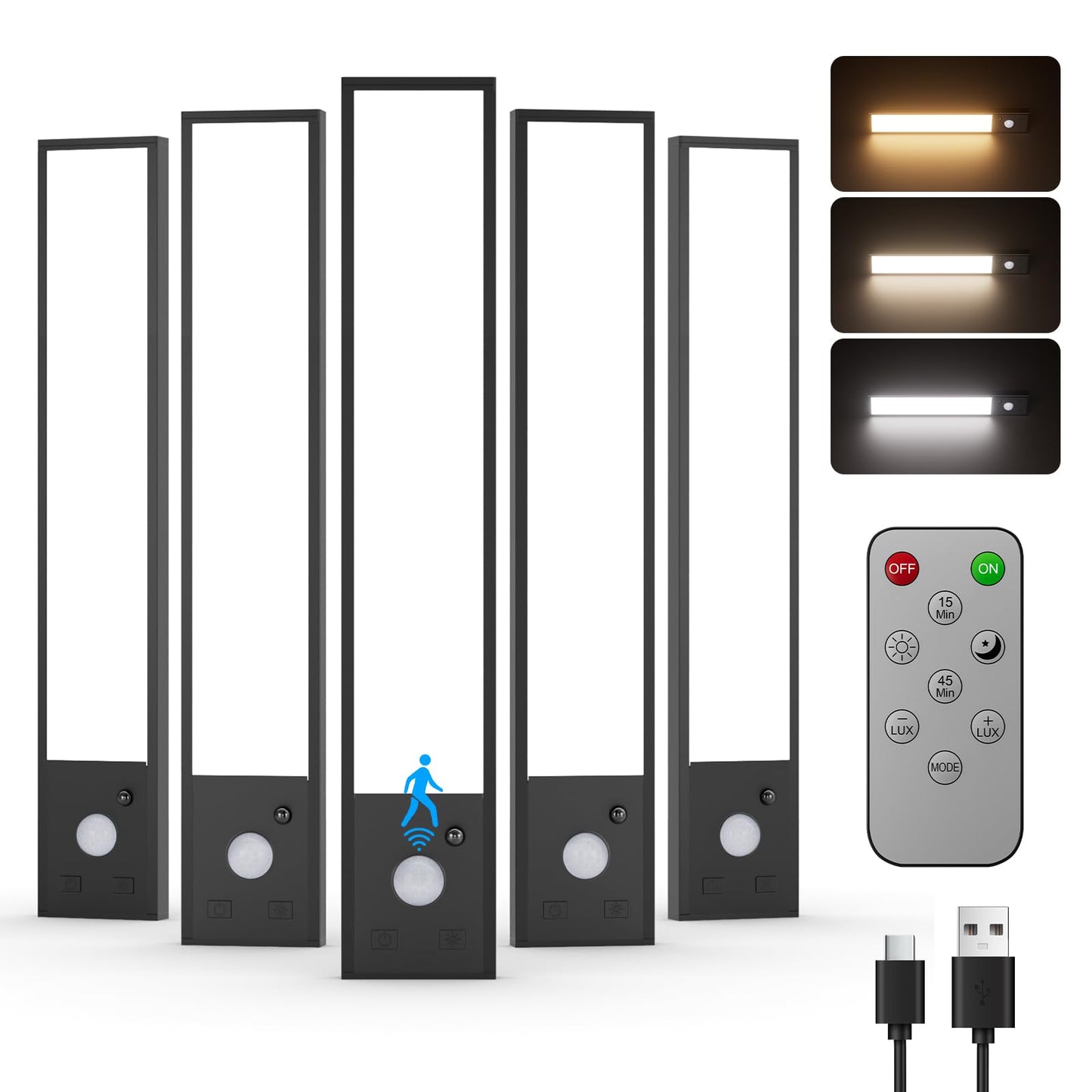 5 Pack Under Cabinet Lighting Wireless  8  Magnetic Dimmable Under Counter Lights For Kitchen Motion Activated Under Cabinet Lights 3 Color Dimmable Under Cabinet Lighting  Closet Light With Remote
