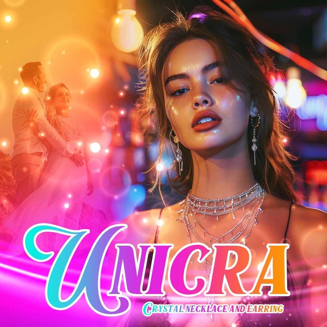 Unicra Gold Bridal Wedding Jewelry Sets Rhinestone Necklace Earrings Bracelet Set Prom Formal Costume Jewelry Sets for Women and