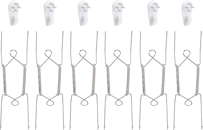 uxcell 9 Pieces Plate Hanger, 8 Inch Stainless Steel Invisible Wall Plate Hangers with 9Pcs Wall Hooks for Decorative Plates, Silver