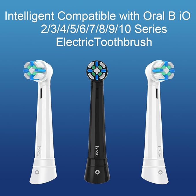 12 Pack Replacement Heads with Medium Soft Bristles Compatible with Oral b IO 2/3/4/5/6/7/8/9/10 Series Electric Toothbrush, IO Brush Heads Compatible with Oral b (Black/White)