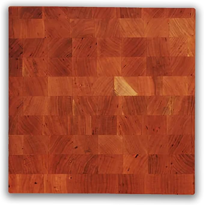 John Boos CCB Series Square Wooden Cherry Cutting Board 14”x14” – 3” Thick, 12-lb Reversible Butcher Block with End-Grain & Finger Grips – Made in the USA