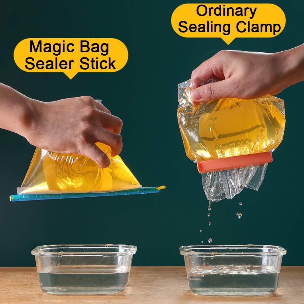 16-PCS Magic Bag Sealer Stick, Chip Clips Plastic Bag Sealer Stick, Stay Fresh Bag Sealer Sticks - 16 Plastic Closure Rods - 4 Sizes - Magic Kitchen Food Storage Clips