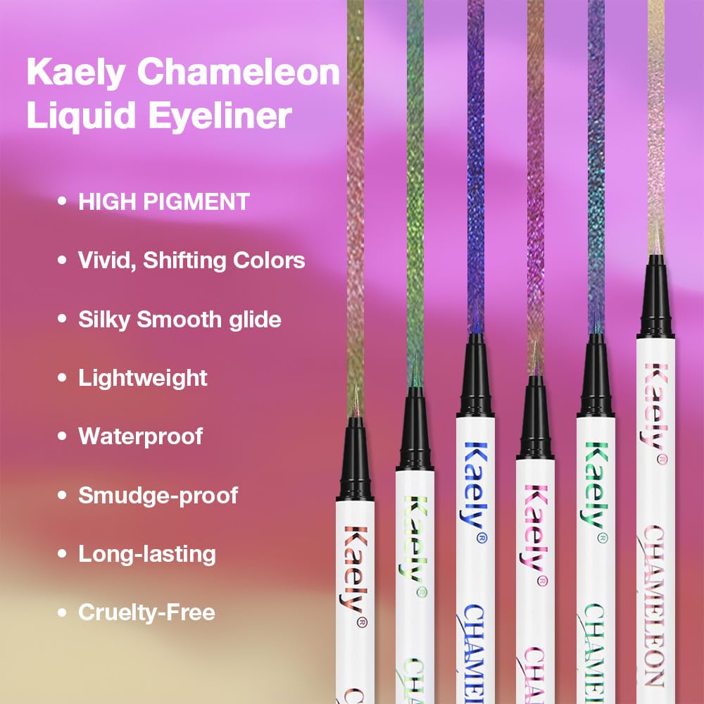 evpct Chameleon Duo Chrome Liquid Eyeliner, Light Dark Purple Glitter Metallic Shimmer Liquid Eyeliner, Multichrome Color Shift,