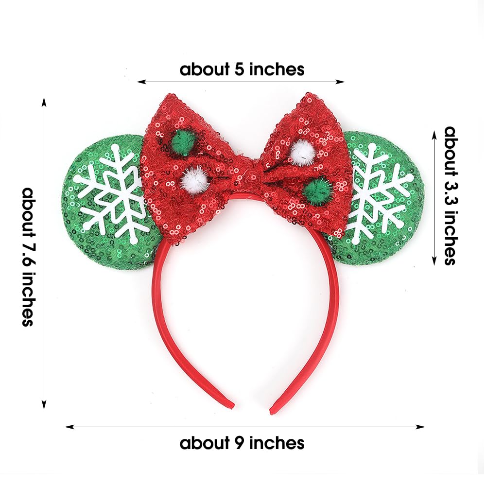JIAHANG Christmas Mouse Ears Headband Sequin Bow Hair Band, Festival Party Children Decoration Costume Headwear Hair Accessories