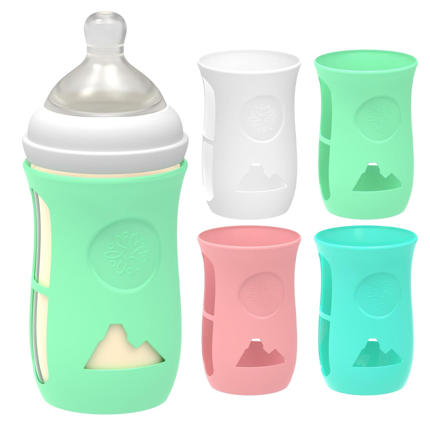 mumianshu 4 Pack Silicone Sleeves for Philips Avent Glass Baby Bottle 8 oz, Babies Bottles Covers, Shatter Proof, Food Grade, BPA Free