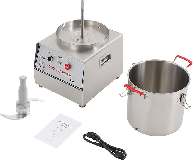 Commercial Food Processor, 1400W Electric Food Chopping Machine with Enclosed Chassis Large Capacity and Detachable Design Tabletop Multifunction Meat Vegetable Cutter for Restaurants Cafeterias Etc