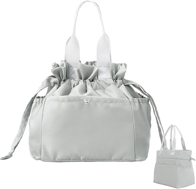 Lunch Bag for Women Men Reusable Drawstring Insulated Lunch Box Stain-Resistant Large Lunch Bags Perfect for Work Picnic Gray