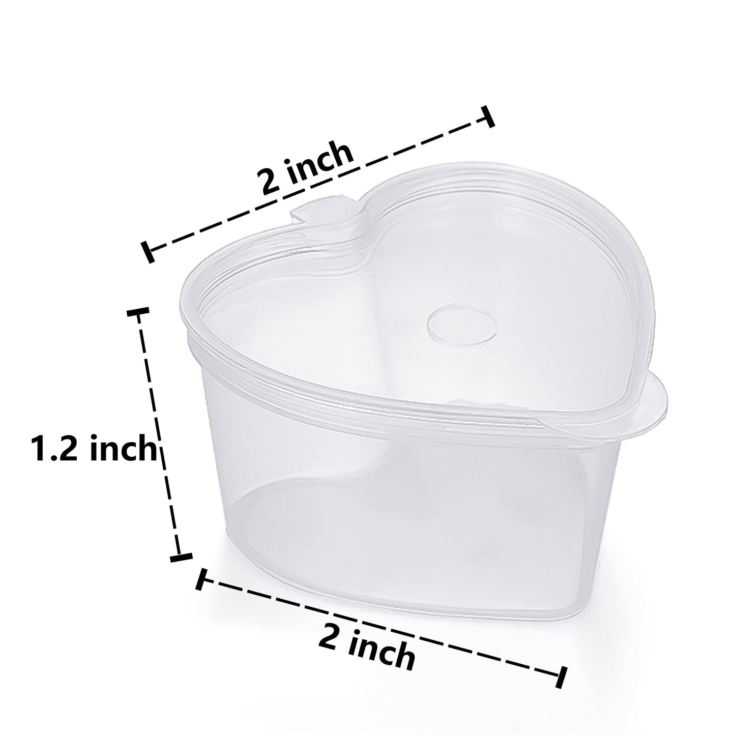 Disposable Plastic Cups with Leak-Proof Lids and Heart-Shaped Souffle, Jello, Condiment Containers - 100 Sets, 1.5 oz Each