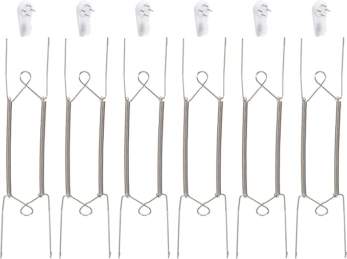 uxcell 9 Pieces Plate Hanger, 12 Inch Stainless Steel Invisible Wall Plate Hangers with 9Pcs Wall Hooks for Decorative Plates, Silver