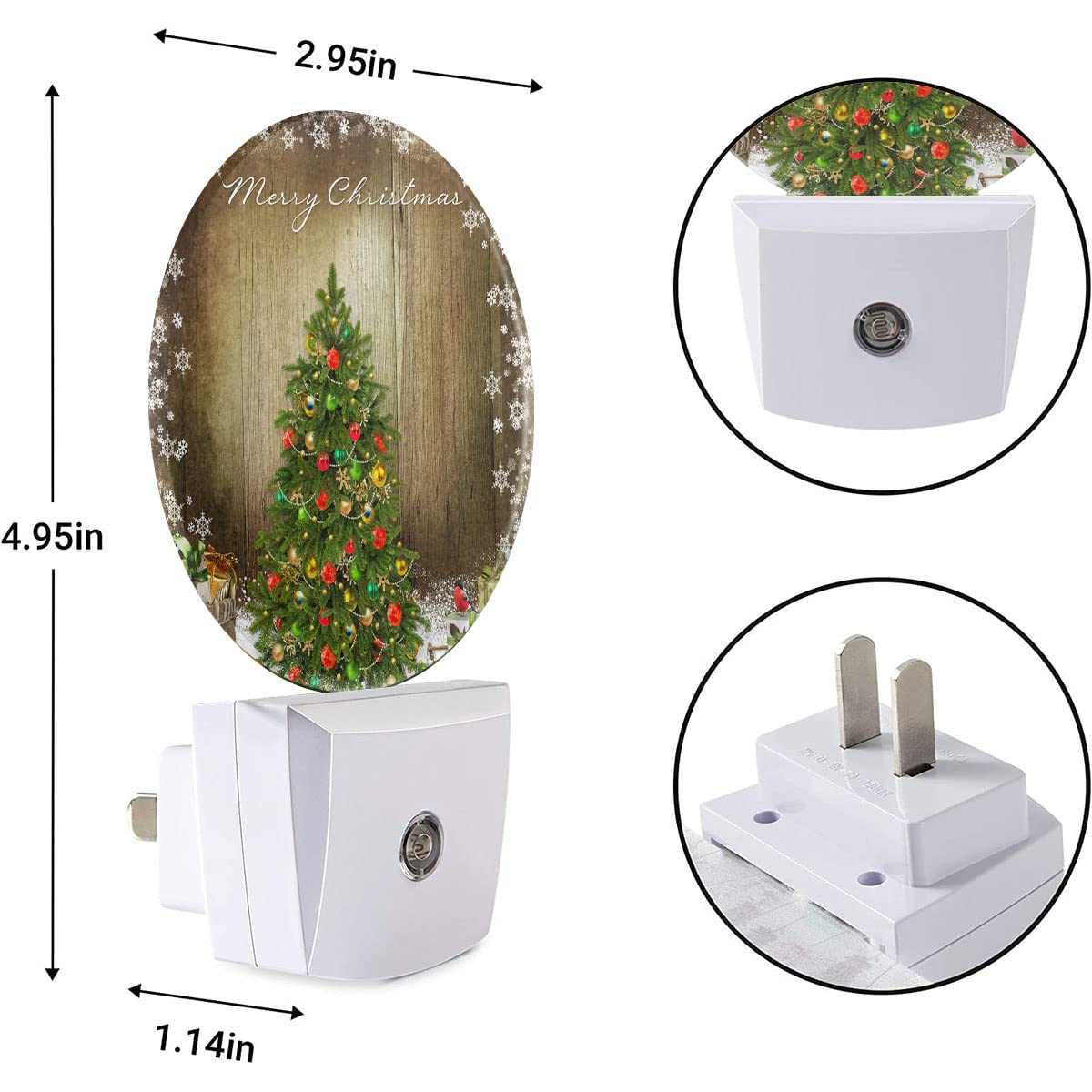 Ekobla Winter Green Christmas Tree Night Lights Plug Into Wall Holiday Presents Gift Boxes Snowflakes Plug-In Nightlights Auto Sensor Led Dusk To Dawn Light For Boys Girls Men Women
