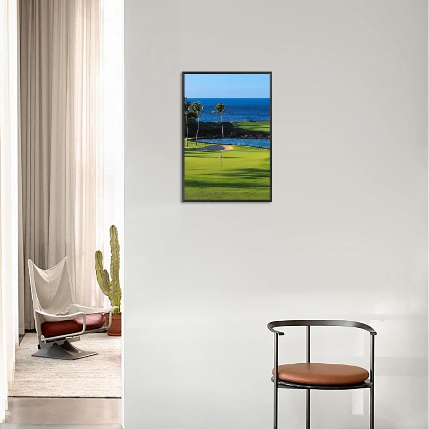 Trendy Golf Course Poster Golf Seascape Landscape Canvas Wall Art Sports Lover Aesthetic Pictures Prints Painting For Living Room Bedroom Office Wall Decor 12x16in Unframed