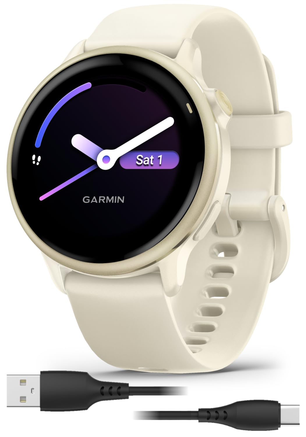 Wearable4U Garmin Vivoactive 6 - Health & Fitness Smartwatch, 1.2 in Bright AMOLED Display, GPS Sports Tracking, Up to 11 Days of Battery, Lunar Gold with Bone Band w PowerBank Bundle