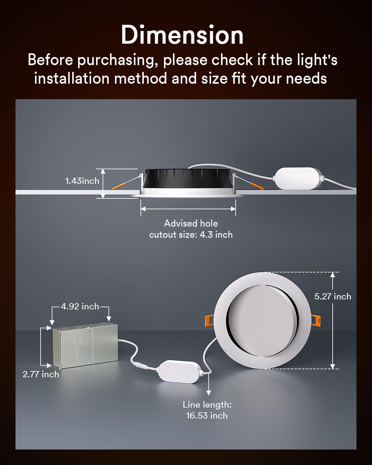 Lumary Smart Gimbal Recessed Lighting 4 Inch  355+20 Adjustable Rgbww Wifi Ceiling Light  Compatible With Alexa Google  Canless Led Downlight With J-Box  9W 780Lm Cri90  1Pc