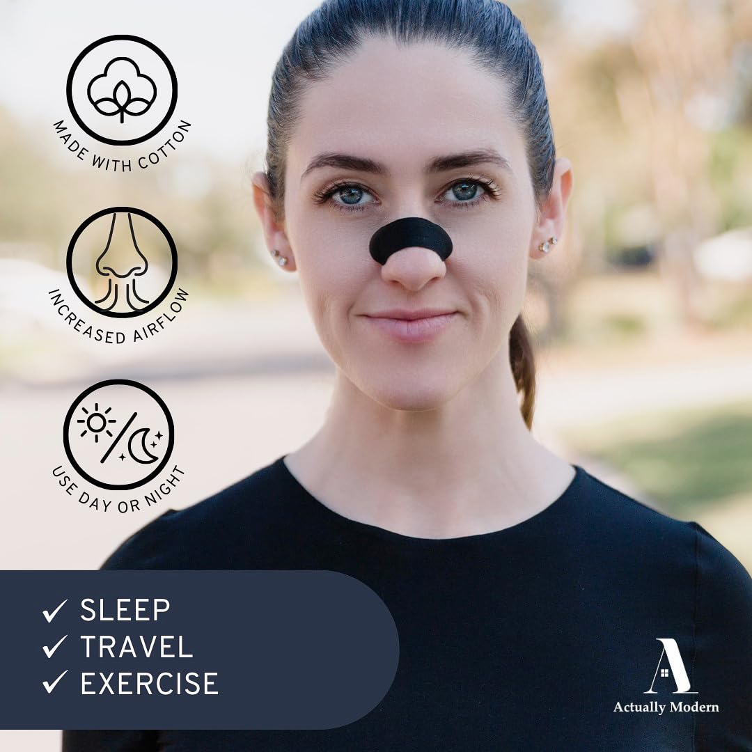 Actually Modern Inhale Nasal Strips for Sleeping - Nose Tapes for Breathing - Anti Snoring Solution & Nasal Congestion Relief Nasal Tape - Universal Fit, Extra Strength for Sensitive Skin (Light Pink)