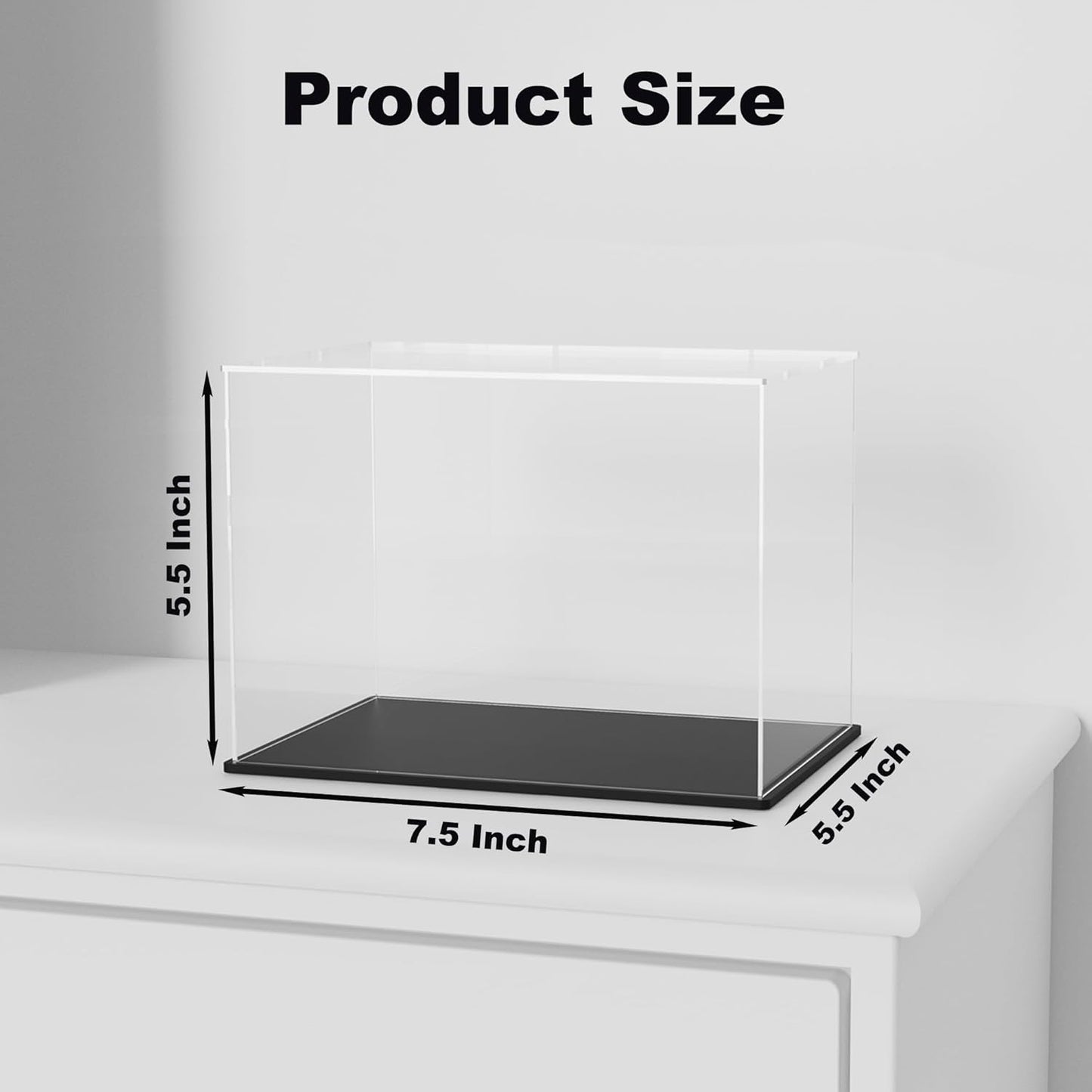 Acrylic Box with Matt Black Base, Simple Self-Assembly Clear Acrylic Display Case, 7.5x5.5x5.5 inch Showcase with Lid for Mini Football Helmet