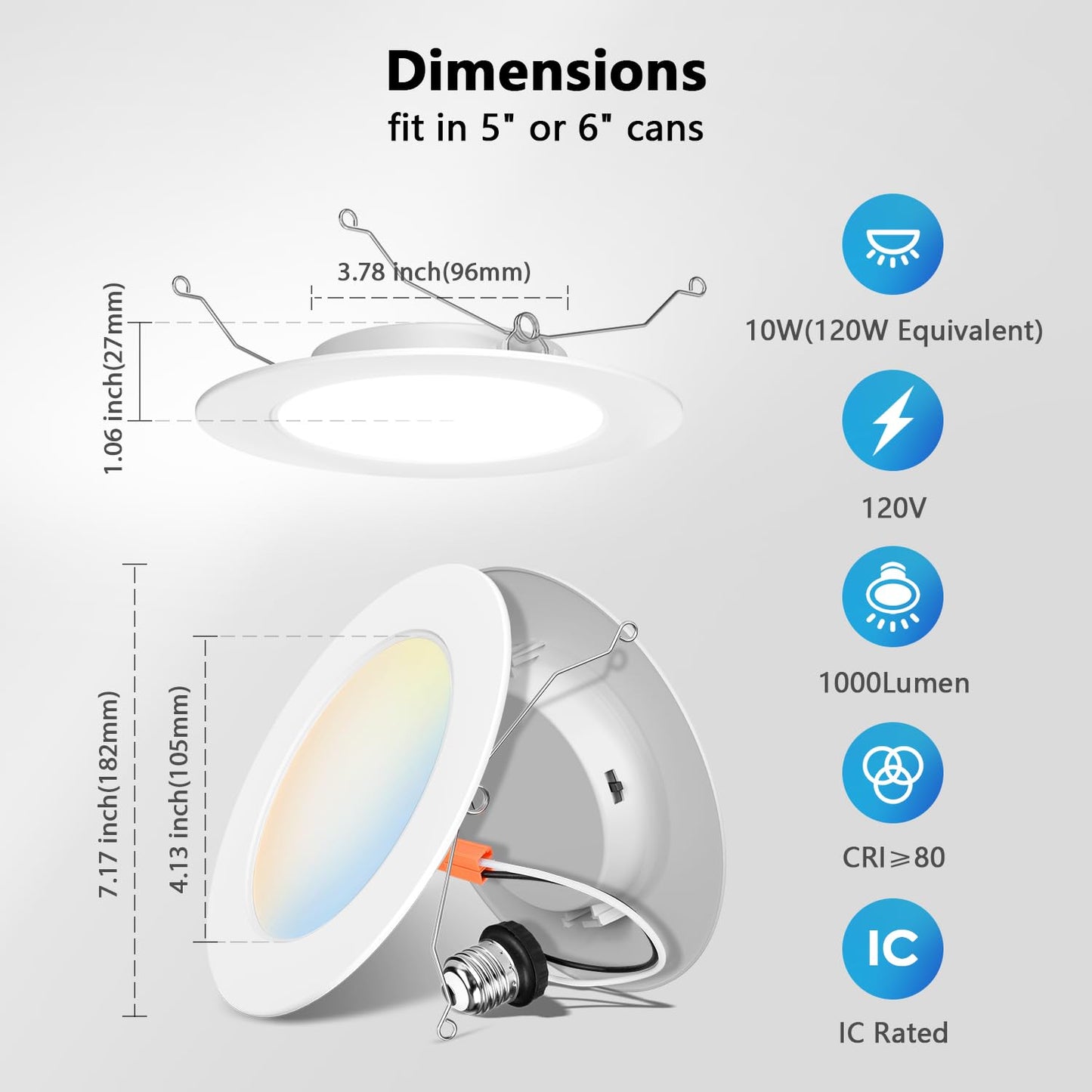 Lvwit 24 Pack 6 Inch Led Recessed Lighting Retrofit  5Cct Selectable 2700K-6000K  10W=120W 1000Lm Dimmable Ceiling Can Lights  Ic Rated Led Ceiling Light Fixtures For 5  Or 6  Recessed Cans