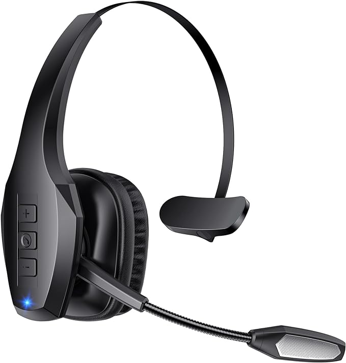 Trucker Bluetooth Headset, Wireless Headset with Mic, Bluetooth Headsets with Dual Noise Cancelling Microphone & Mute Butt...