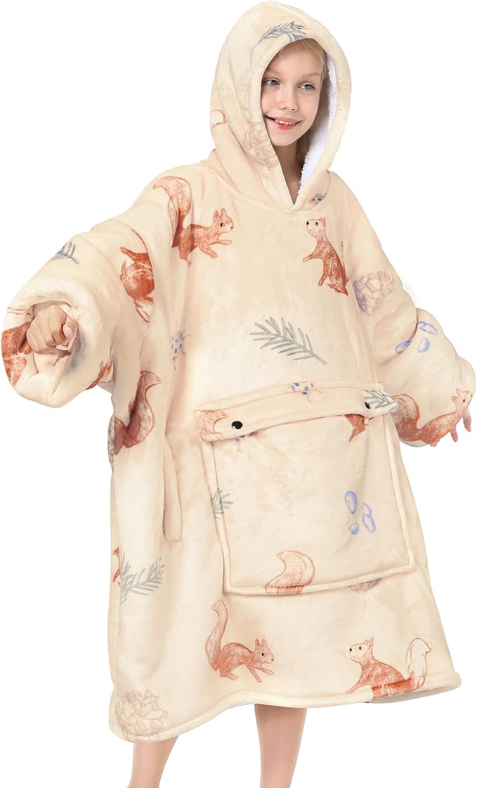 Narecte Kids Hoodie Blanket Birthday Gifts for Girls Year Old Girl Toddler Wearable Blanket Hoodie Kids Oversized Ideas Teen
