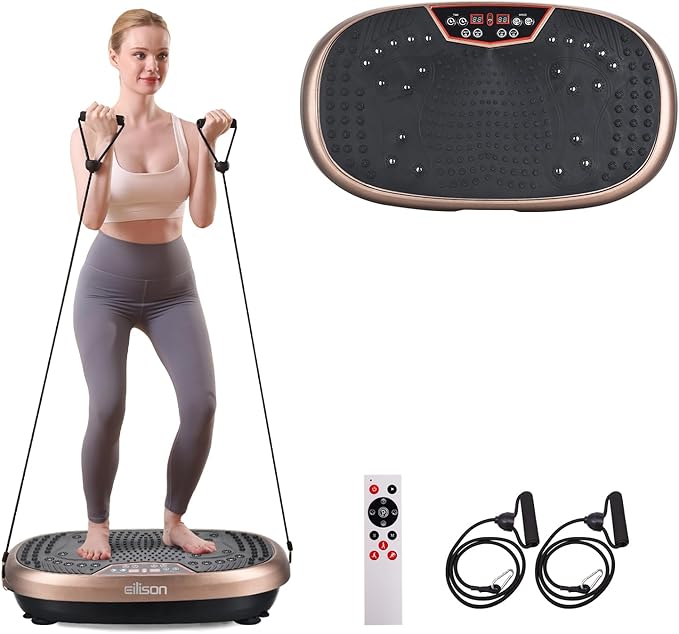EILISON FitMaxx 3D XL Vibration Plate Exercise Machine - Whole Body Workout Vibration Platform w/Loop Bands - Lymphatic Dr...