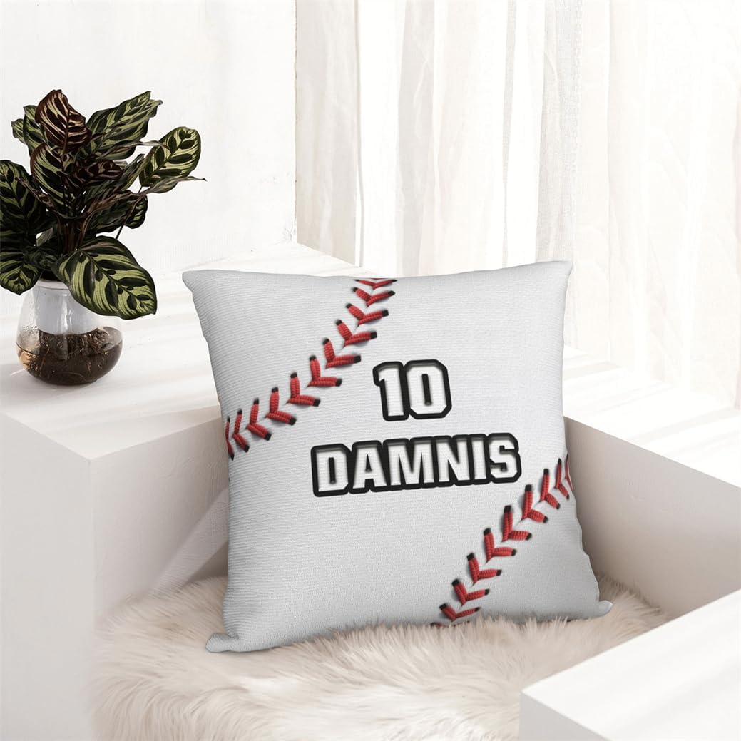 Customized Sports Themed Funny Throw Pillow Cover Baseball Lovers Home Decor Gift Personalized Name Sport Enthusiast Pillowcase Custom Ball Sport Themed Baseball Throw Pillowcase for Sofa Bedding