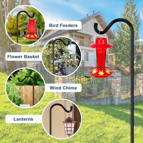 Gtongoko 92 Inch 2 Pack Bird Feeder Poles for Outdoors Heavy Duty, Shepherds Hooks for Outdoor, Hummingbird Feeder Stand, ...