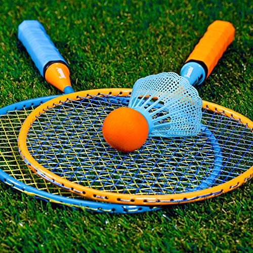 Franklin Sports Badminton Racket Set - Smashminton, Oversize - 2 Player Backyard Youth Set with Birdies for Kids