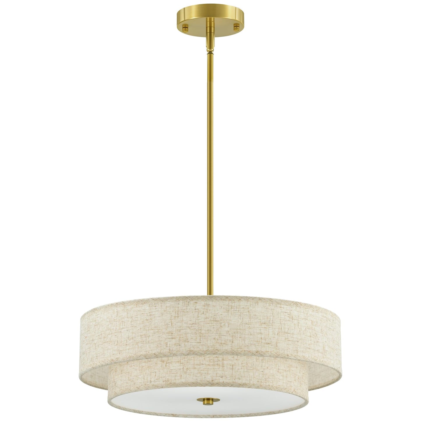Vonluce 18 Modern Drum Chandelier, 4-Light Pendant Light Fixture, Gold Fabric Shade, Model Hcf1018Gd For Dining Room, Bedroom, Living Room