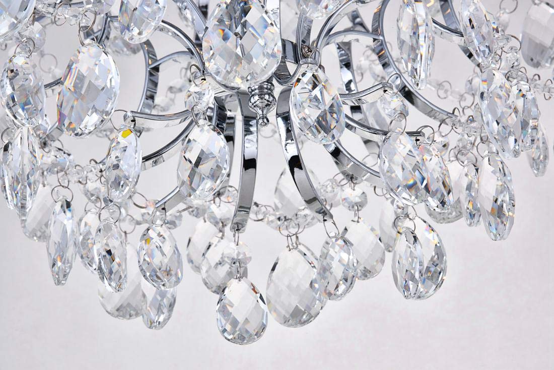 Bestier Modern Pendant Chandelier, Crystal Raindrop Design, 16 D X 18 H, Chrome Finish, 3 E12 Bulbs Required, Ideal For Dining Room, Bedroom,