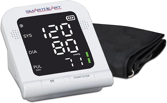 SmartHeart Blood Pressure Monitor | Wide-Range Upper Arm Cuff | Audible English Spanish Instructions and Results for Visua...