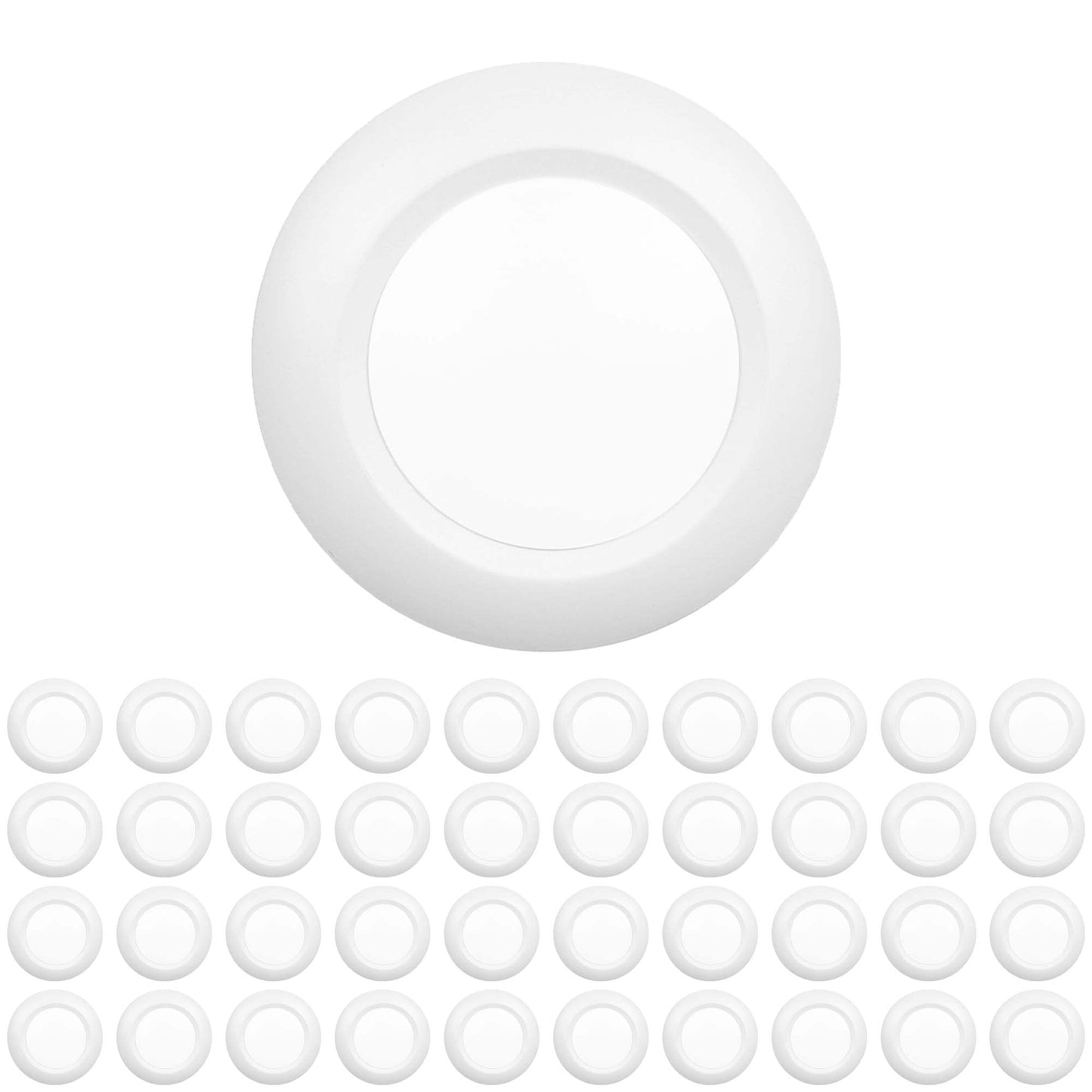 JULLISON 40 Packs 6 Inch LED Low Profile Recessed & Surface Mount Disk Light, Round, 15W, >900 Lumens, 5000K Daylight White, CRI80, Driverless Design, Dimmable, ETL Listed, White