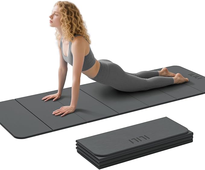 ILILI Foldable Yoga Mat 71 * 24 * 0.3'' - TPE Non-Slip Fitness Mat for Home，Waterproof & Lightweight (2lb) for Home Gym, P...