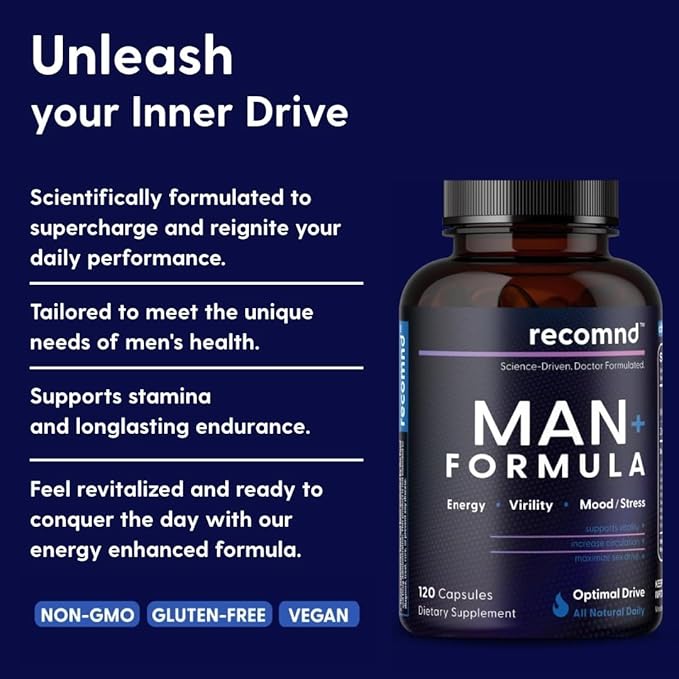 | Man+ Formula | Male Boost Supplement for Increased Energy, Prostate Health | Essential Vitamins Support