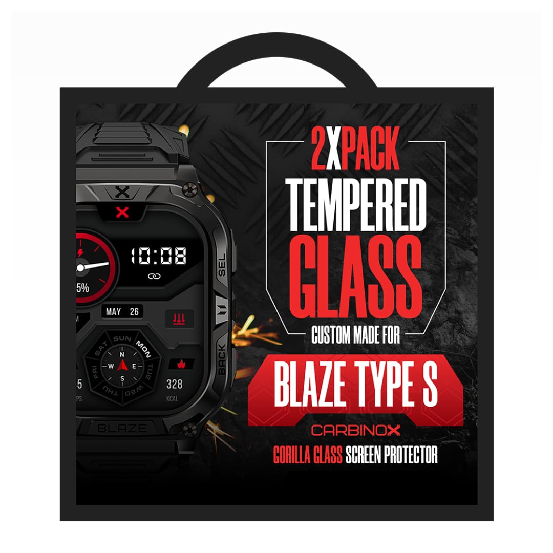 CARBINOX Tempered Glass Screen Protector Compatible Smartwatches - High Transparency, Anti Scratch, High Sensitivity, Bubble Free (2 Pack) Blaze S