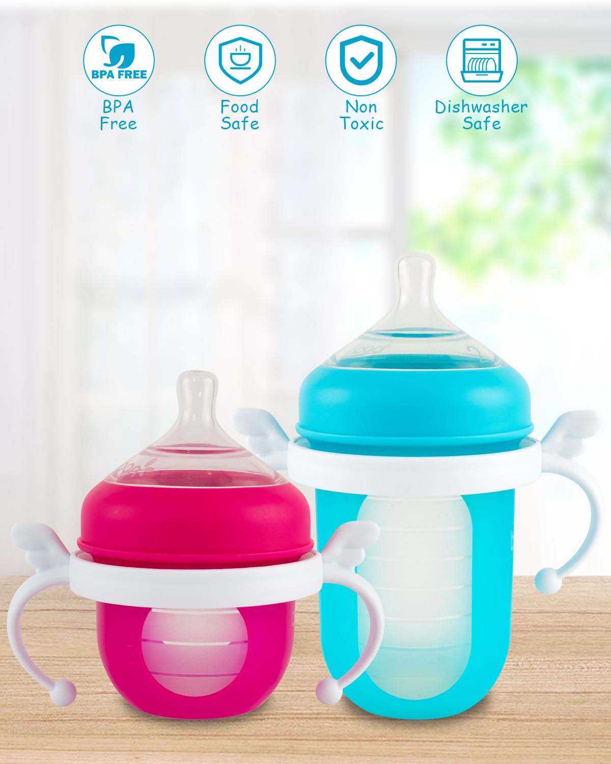 XUNICUTE Baby Bottle Handles for Boon Bottles, Ergonomic Bottles Holder for Newborn, 3 Count