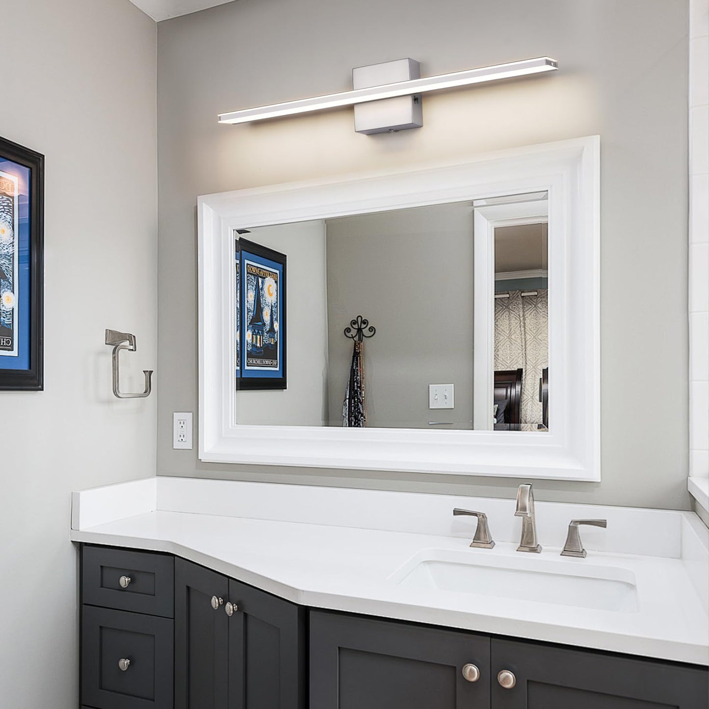 BRIVOLART LED Vanity Light Fixture 18W Dimmable 5CCT 23.6 Inch Brushed Nickel Model 6420 Acrylic Over Mirror Bathroom Lighting