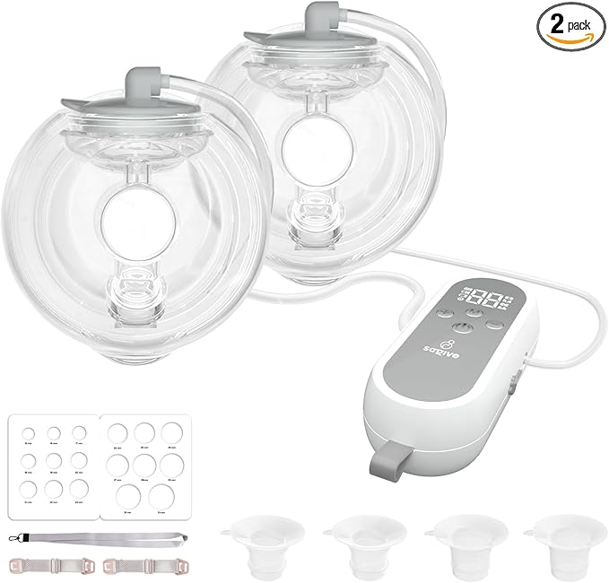 Saglve Wearable Breast Pump ABP-1308 | SPA-Level Comfort 3 Modes & 9 Levels Wearable Breastfeeding Pump, Low-Noise Electri...
