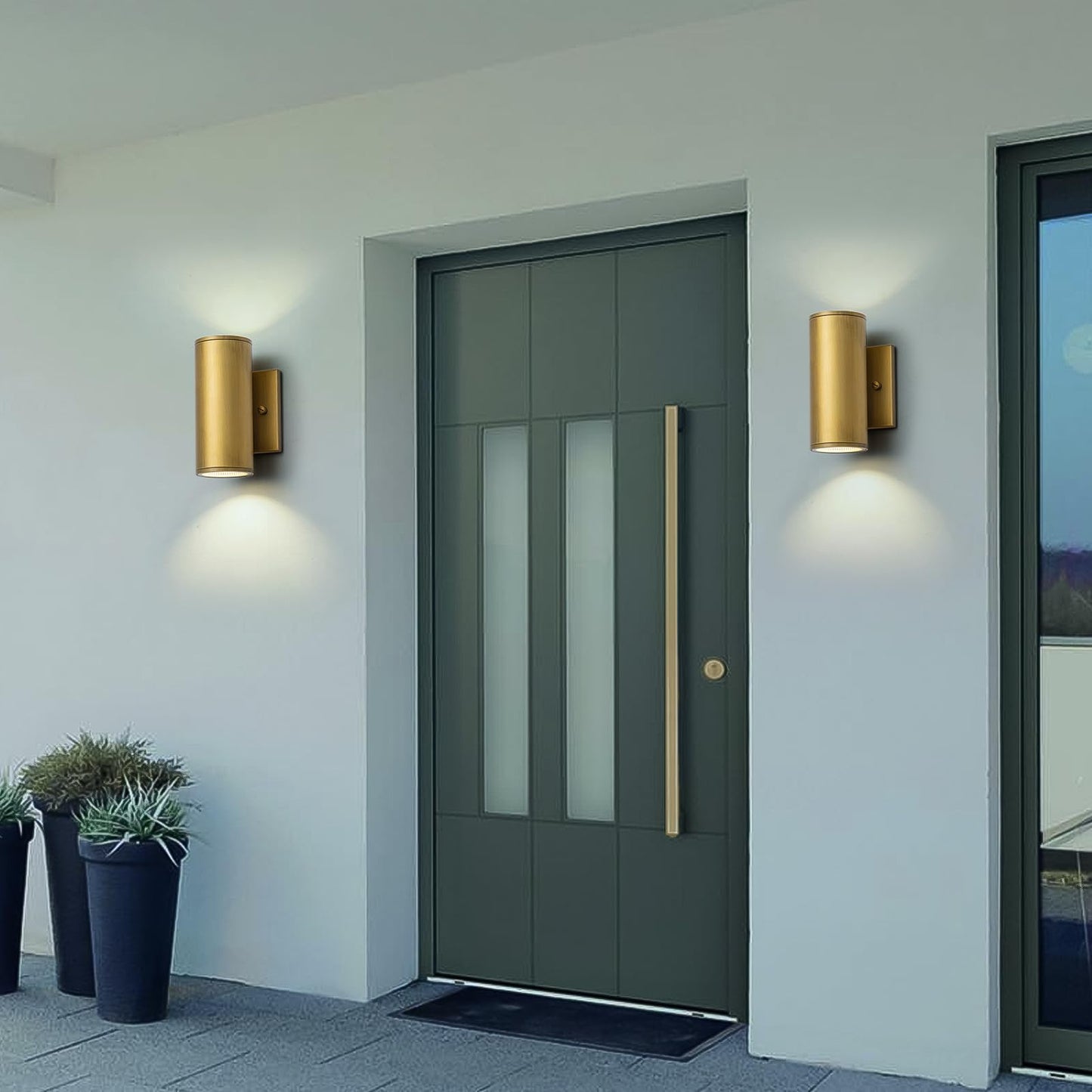 Zicbol Modern Led Outdoor Wall Lights 7 Cylinder Up And Down Exterior Lighting Fixtures Handmade Gold Outdoor Wall Sconce Wall Mount On Any Direction