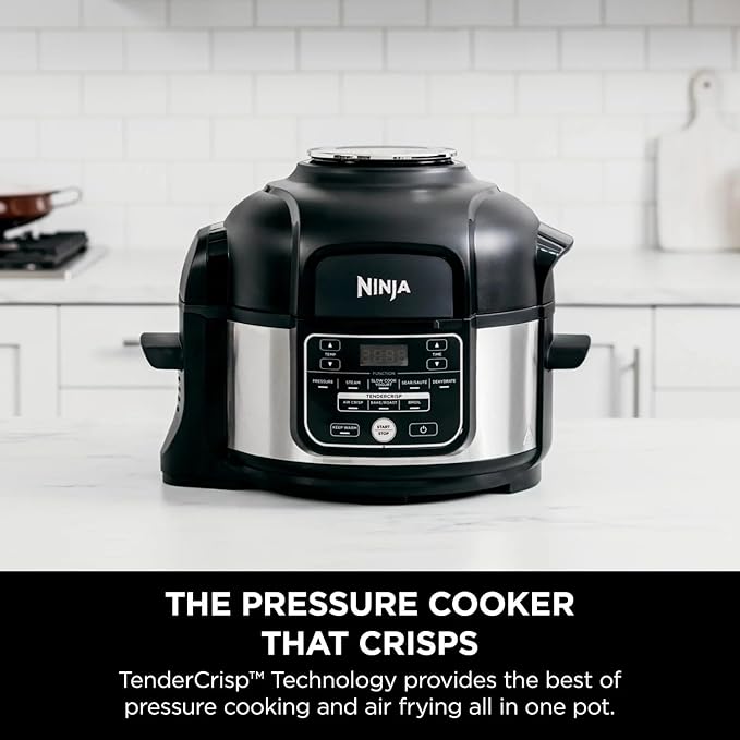 Ninja Foodi 10-in-1 Pressure Cooker, 5-Quart, Stainless Steel Multi-Cooker – Air Fry, Steam, Bake, Roast, Broil, Dehydrate & More, Compact All-in-One Programmable Cooker
